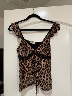 Frankee & Skylarr Leopard Print Camisole with Black Lace